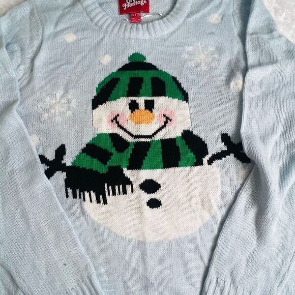 Urban Heritage Womens Light Blue Snowman Crew Neck Pullover Sweater Size XL - Picture 3 of 6